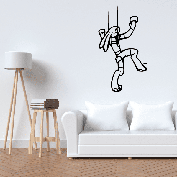 Rock climbing wall decal of a black climbing figure