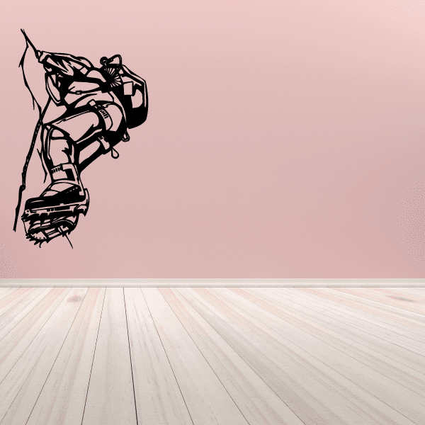 Rock climbing wall vinyl decal, black climber silhouette