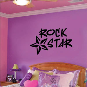 Rock Star wall decal with black starburst letters: ROCK STAR