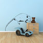 Rodent crawling wall decal, black outline with curled tail and paws
