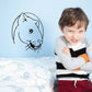 Rodent head decal, black line art animal face