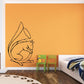 Rodent playing horn wall decal with black outline line art