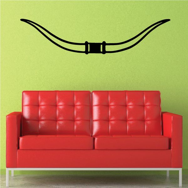 Black curved rodeo bull riding wall decal with central buckle detail