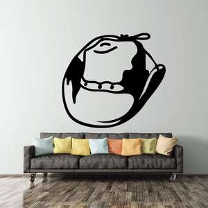 Vinyl wall decal of a bull head in a circle, black and white outline