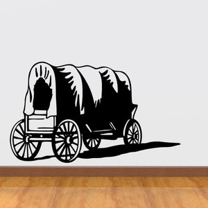 Black vintage horse-drawn carriage vinyl wall decal