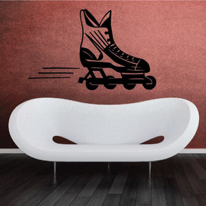 Black roller blade skate decal on white backing
