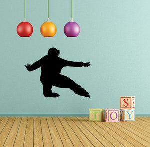 Rollerblading wall decal with black roller-skating silhouette