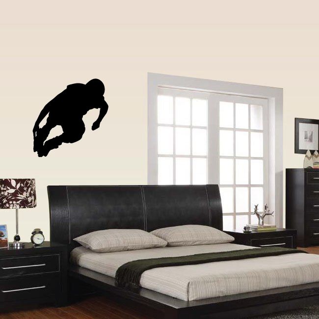 Black rollerblading wall decal silhouette