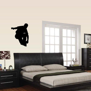 Rollerblading wall decal vinyl sticker, black rollerblader silhouette