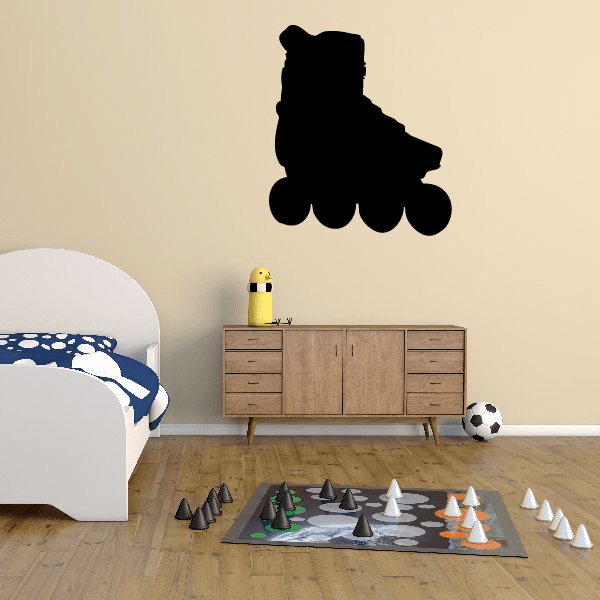 Black rollerblading skater wall decal silhouette, vinyl roller skate figure