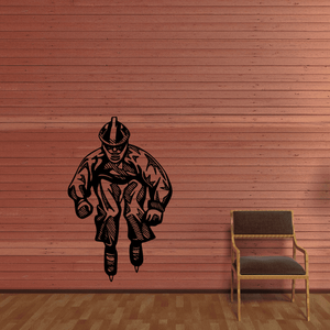 Rollerblading vinyl wall decal of a skater in black, full-body figure