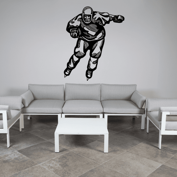 Rollerblading wall decal of a black rollerblader figure mid-jump