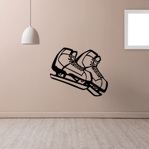 Rollerblading wall decal showing black inline skates with laces and wheels