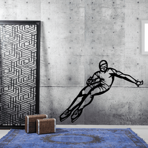 Rollerblading wall decal of a black inline skater figure