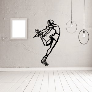 Rollerblading wall decal featuring a black outline rollerblader figure