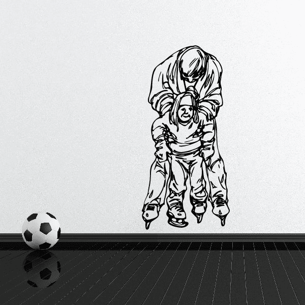Black rollerblading child wall vinyl decal with helmet