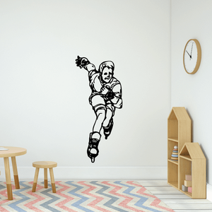 Rollerblading wall decal with black inline skater silhouette