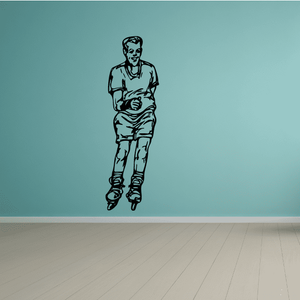 Rollerblading wall decal of a black outline skater