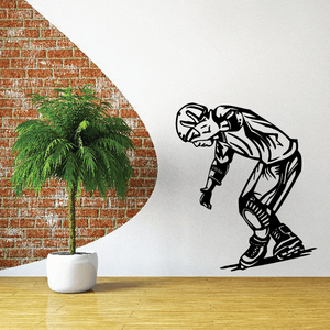Rollerblading wall decal vinyl sticker, black illustrated skater figure