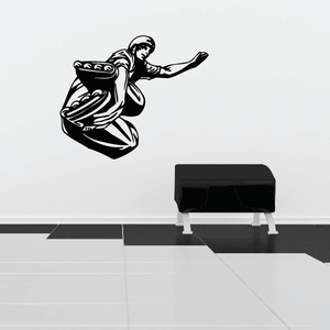 Rollerblading vinyl wall decal with black line-art skater figure