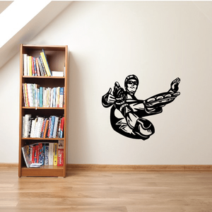 Rollerblading wall decal, black vinyl skater on rollerblades with helmet and goggles