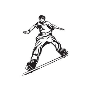 Rollerblading wall decal of black-and-white inline skater with arms out