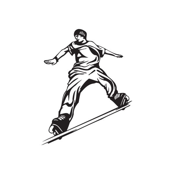 Rollerblading wall decal of black-and-white inline skater with arms out