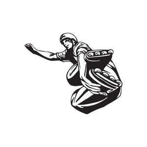 Inline rollerblader vinyl decal, black silhouette of skater with inline skates