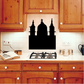 Roman church decal with black silhouette of a cathedral and towers