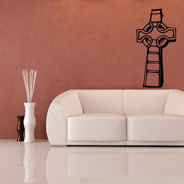 Roman cross wall decal with black outlined design