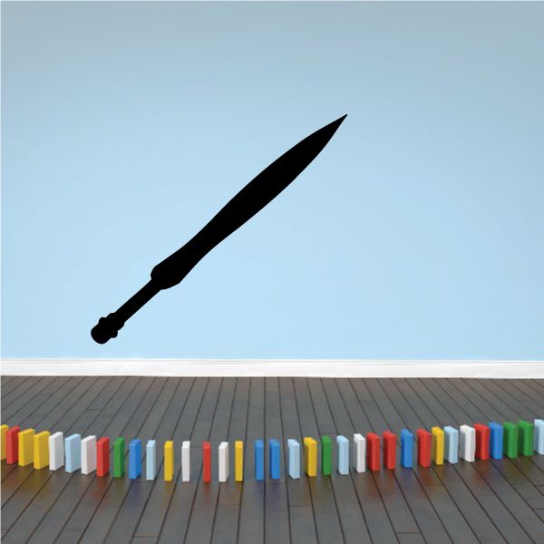 Black Roman sword decal with straight blade and round handle detail