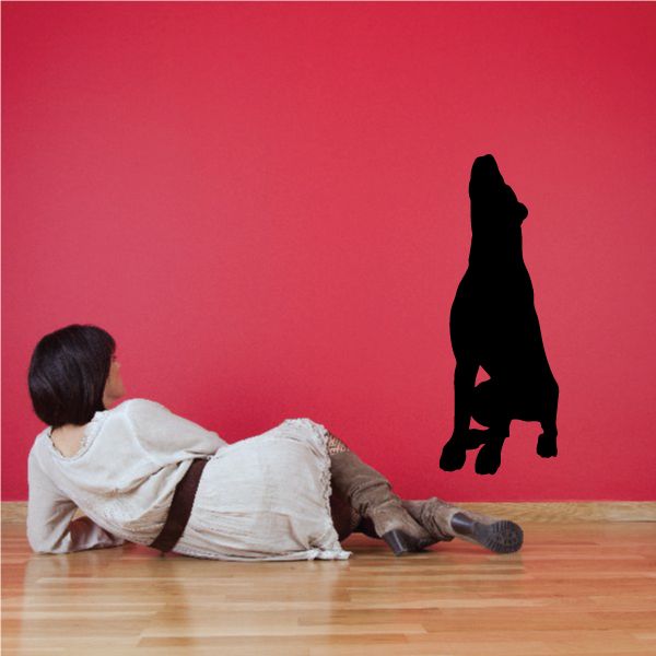 Rottweiler howling vinyl decal silhouette, black
