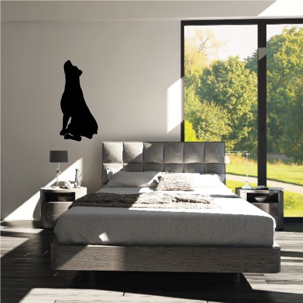 Black Rottweiler wall decal, dog silhouette looking up