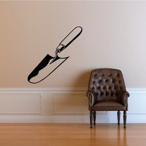 Round-hand shovel wall decal, black outline
