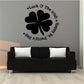 Black St. Patrick’s decal: four-leaf clover with Luck O' The Irish text