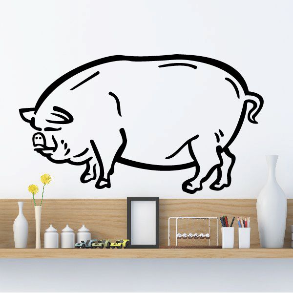 Image of Round Pig Standing Decal