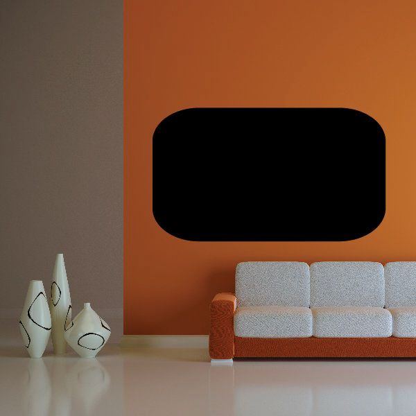 Matte black rounded-rectangle chalkboard label decal