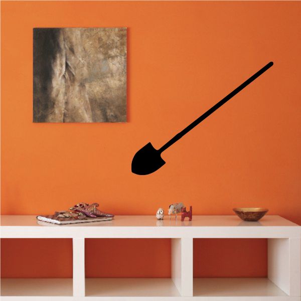 Black rounded shovel wall decal with long handle
