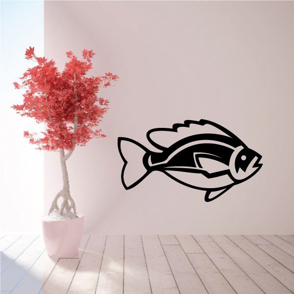 Rounded sunfish decal with bold black outline fish design