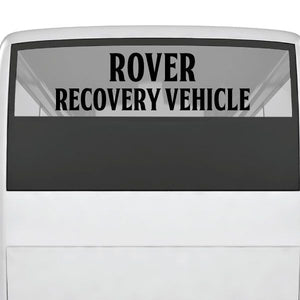 Rover recovery vehicle decal with dark rectangle and bold ROvER RECOVERY VEHICLE text