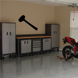 Rubber mallet wall decal with black silhouette