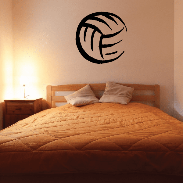Rugby ball wall decal with black brush-stroke circle design