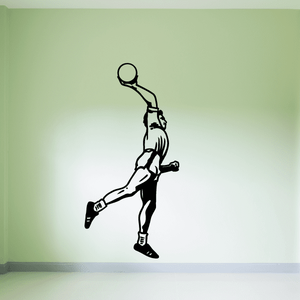 Rugby over-the-shoulder toss decal of a black line-art player throwing a ball
