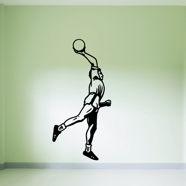 Rugby over-the-shoulder toss decal of a black line-art player throwing a ball