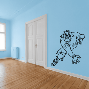 Rugby player wall decal with cartoon character in running pose