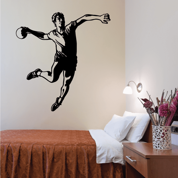Rugby player throw wall decal, black silhouette of a player mid-throw