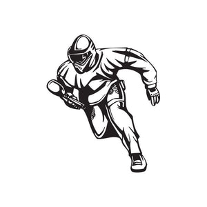 Running paintball player decal, black-and-white silhouette of a sprinting player