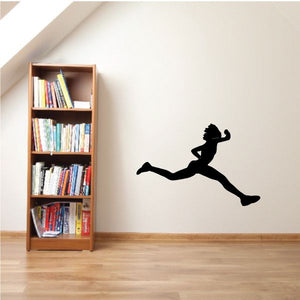 Runner vinyl wall decal, black silhouette of a running person with outstretched arms