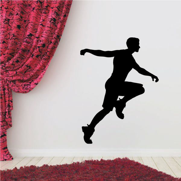 Black running runner wall decal silhouette