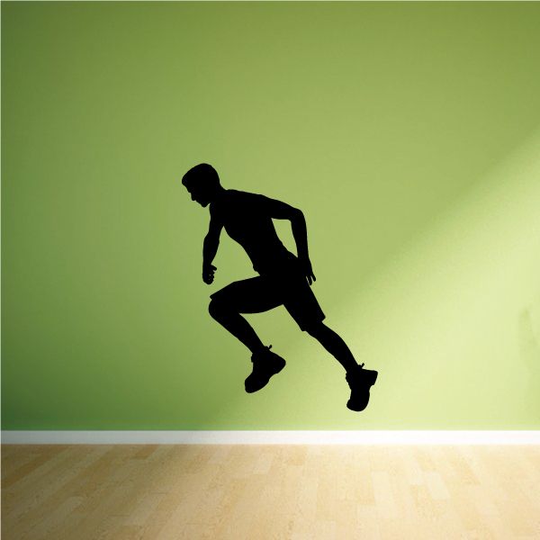 Runner wall vinyl decal, black silhouette of a sprinting runner